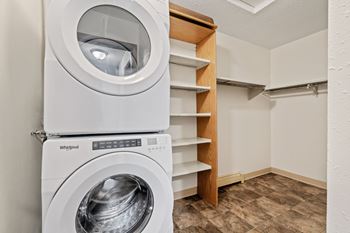 Washer and Dryer with Built In Shelving
